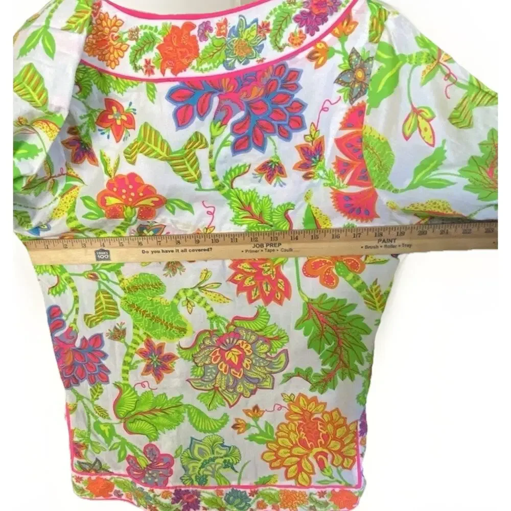 Gretchen Scott Glorious Split Neck Tunic Top & Pants Women’s Floral Small - Picture 12 of 16